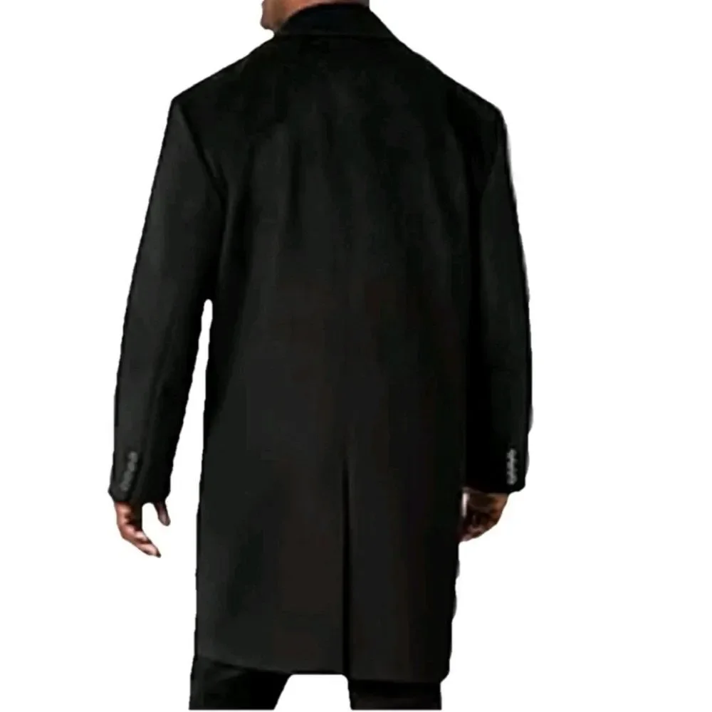 NWT Mens Wool Blend Black Long Length Big Tall Overcoat Coat By Shaquille Oneal